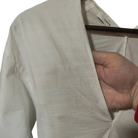 Vince White Long Sleeve Dress V Neck Cutout Midi Bridal Bachelorette Vacation XS - Picture 6 of 14